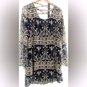 Charming Charlie Blue and White Dress